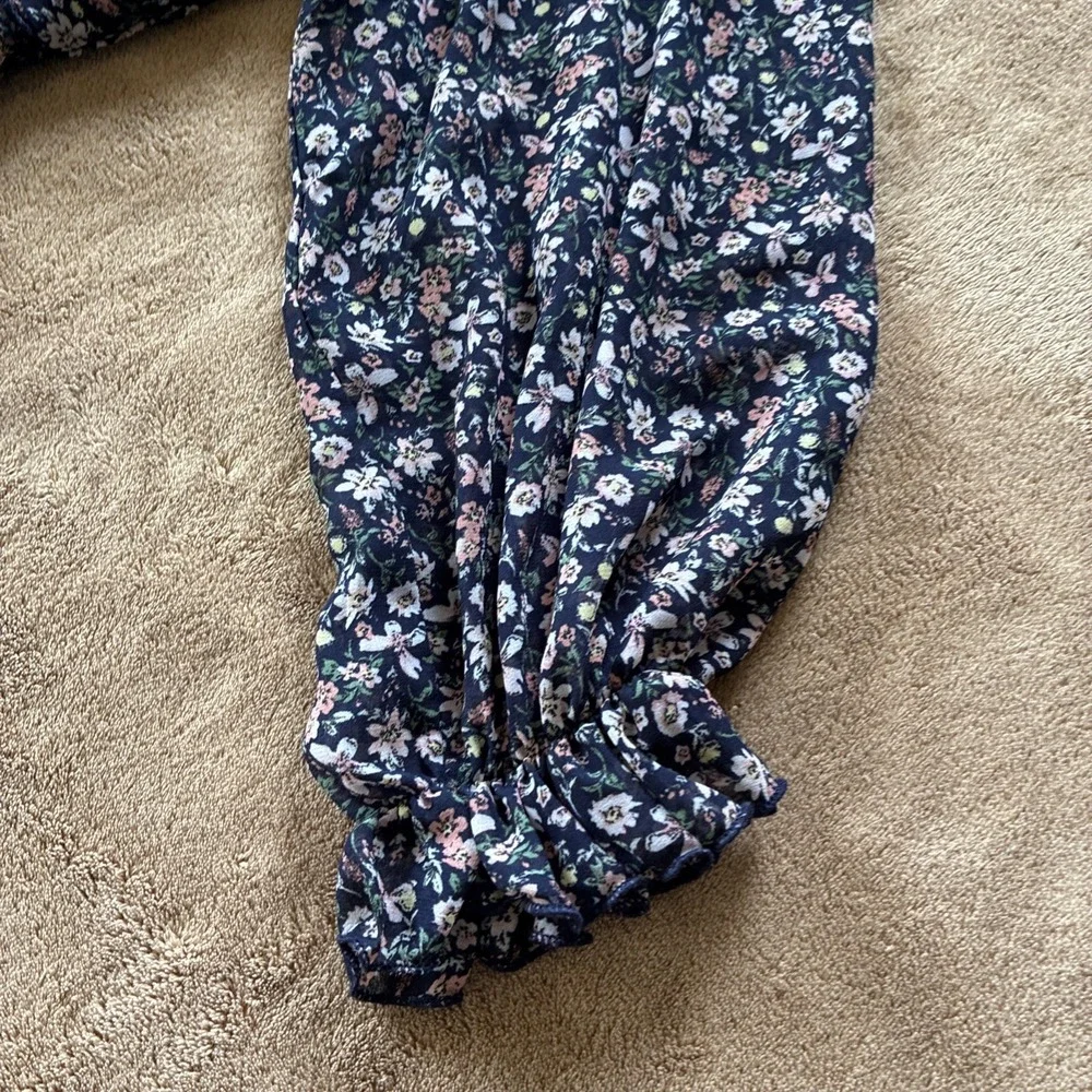 Women's Dress Size 8 Navy Floral Print Tiered Ruffles Cottagecore Romantic‎ Boho
